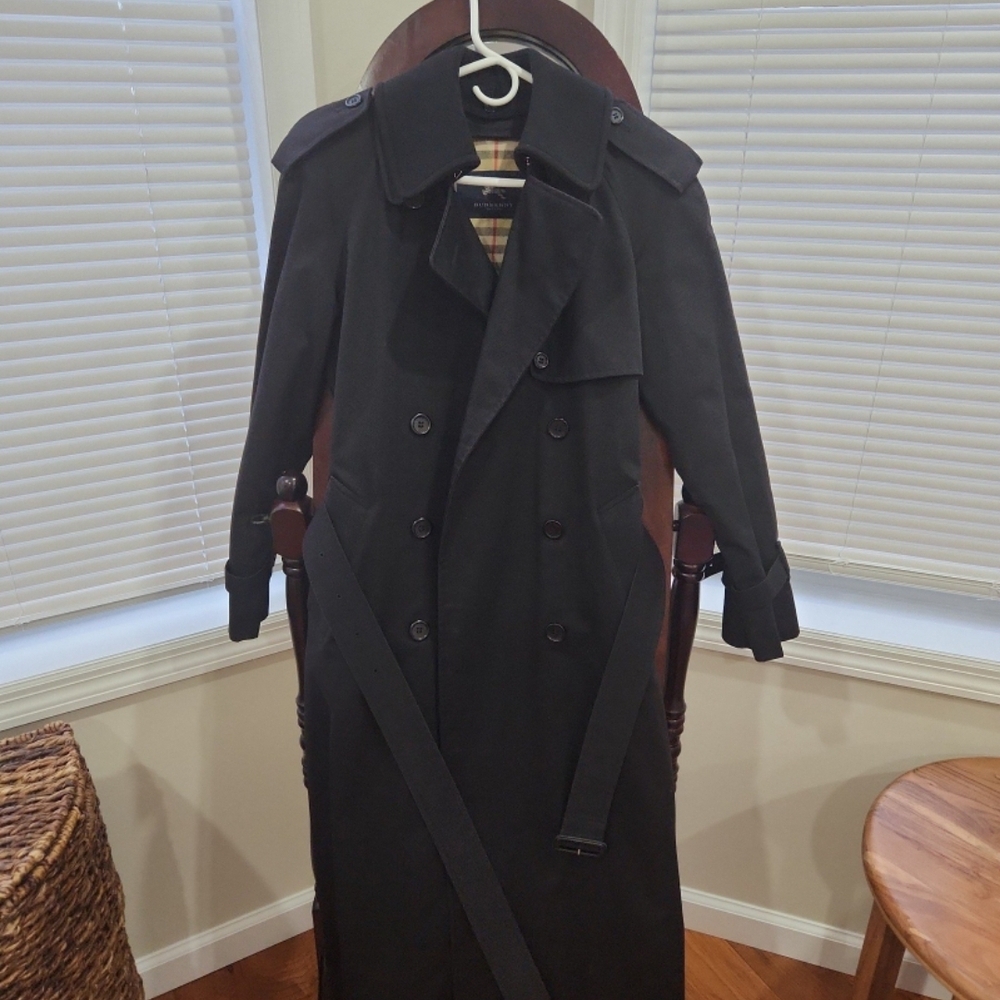 Burberry Black Trench Coat with Belted Cuffs